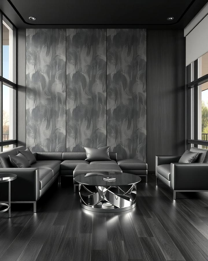 Grey and Black Drama - 30 Grey Living Room With Dark Wood Floors