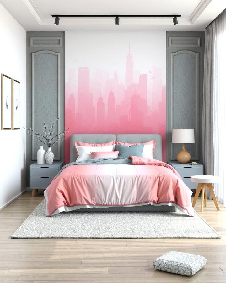 Grey and Pink Ombre Bedding - 25 Pink and Grey Bedroom Ideas