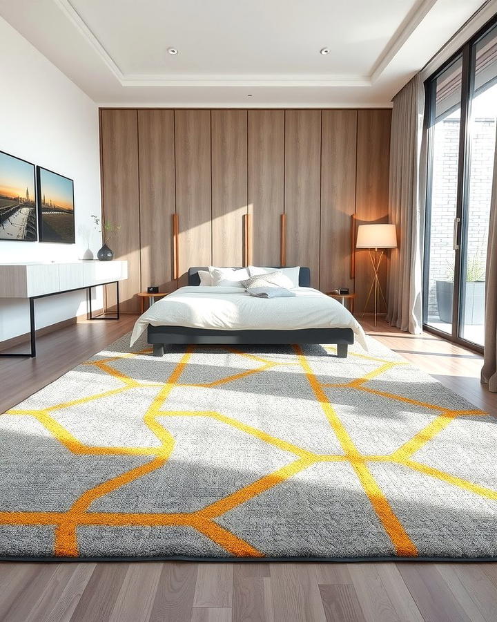 Grey and Yellow Patterned Rugs - 25 Yellow and Grey Bedroom Ideas
