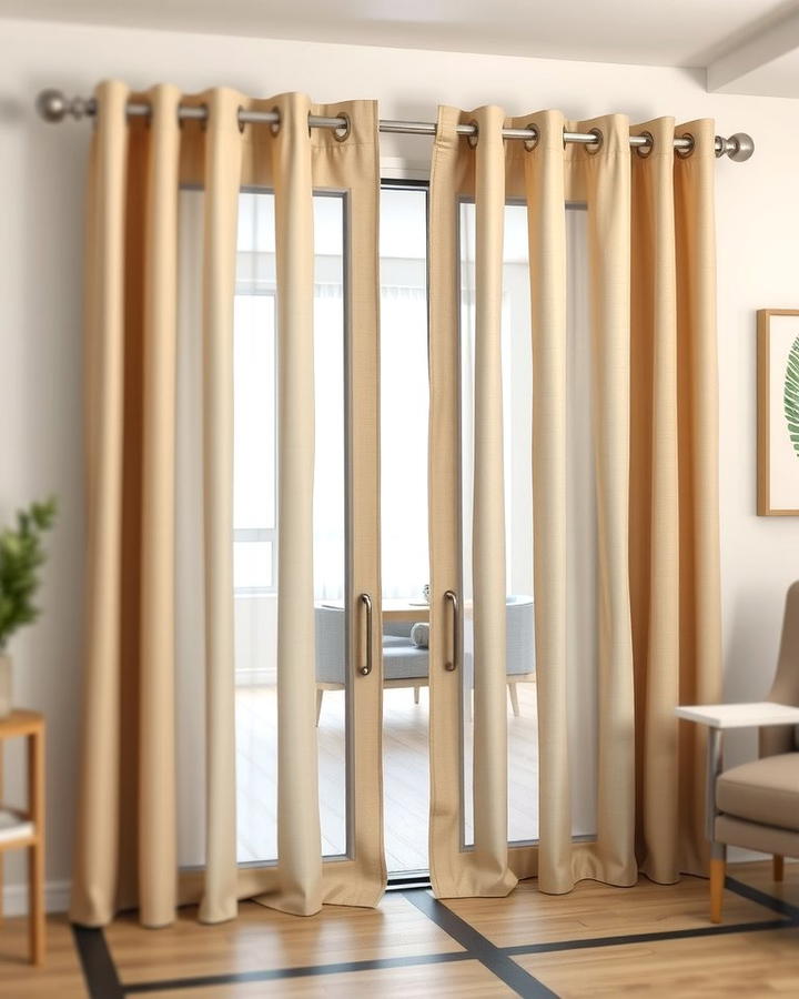 Grommet Style Curtains for a Modern Touch - 25 Sliding Door Curtain Ideas