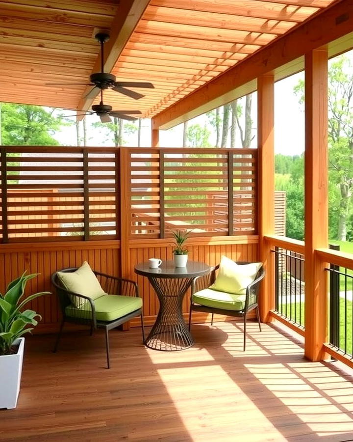 Half Slatted Wall Design - 30 Partially Covered Deck Ideas