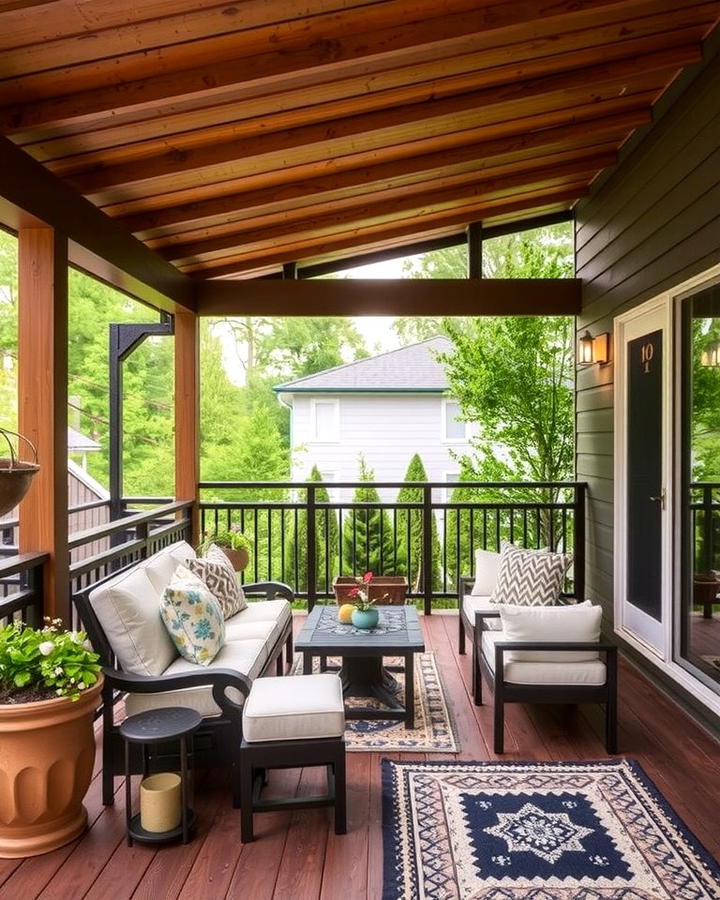 Half Wall Roof for Privacy - 30 Partially Covered Deck Ideas