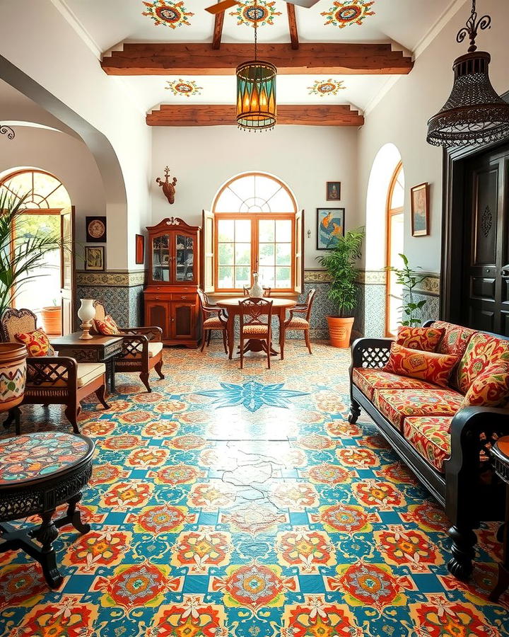 Hand Painted Tiles - 25 Spanish Style Living Room Ideas