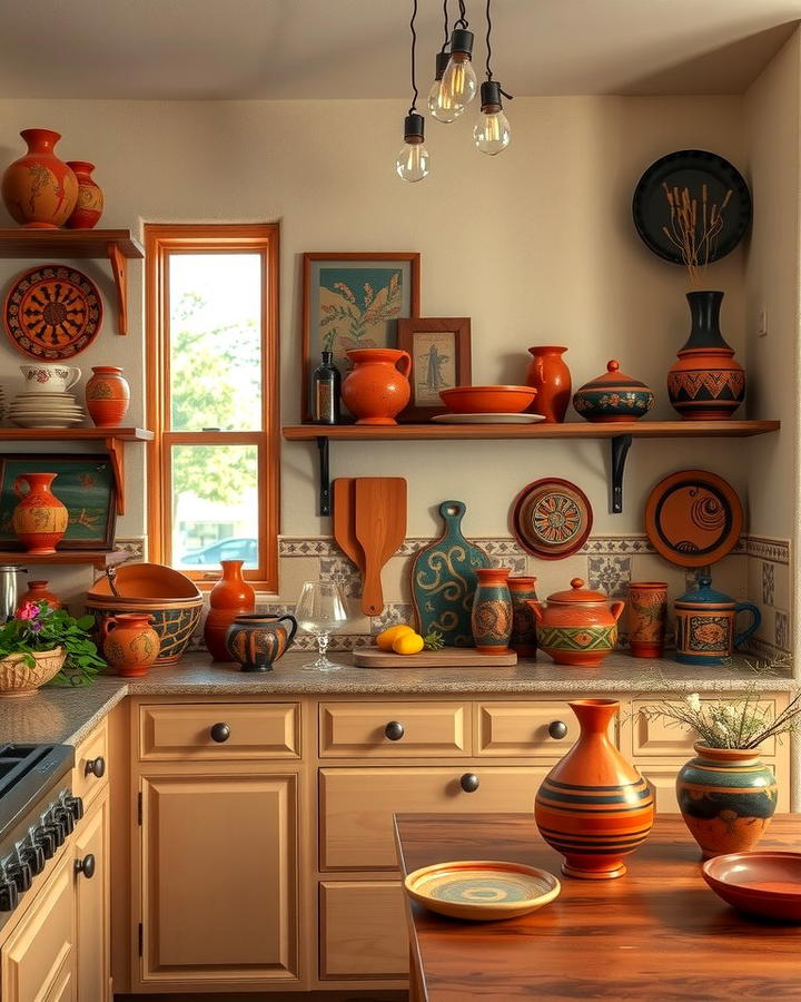 Handcrafted Pottery Displays - 25 Southwestern Kitchen Ideas