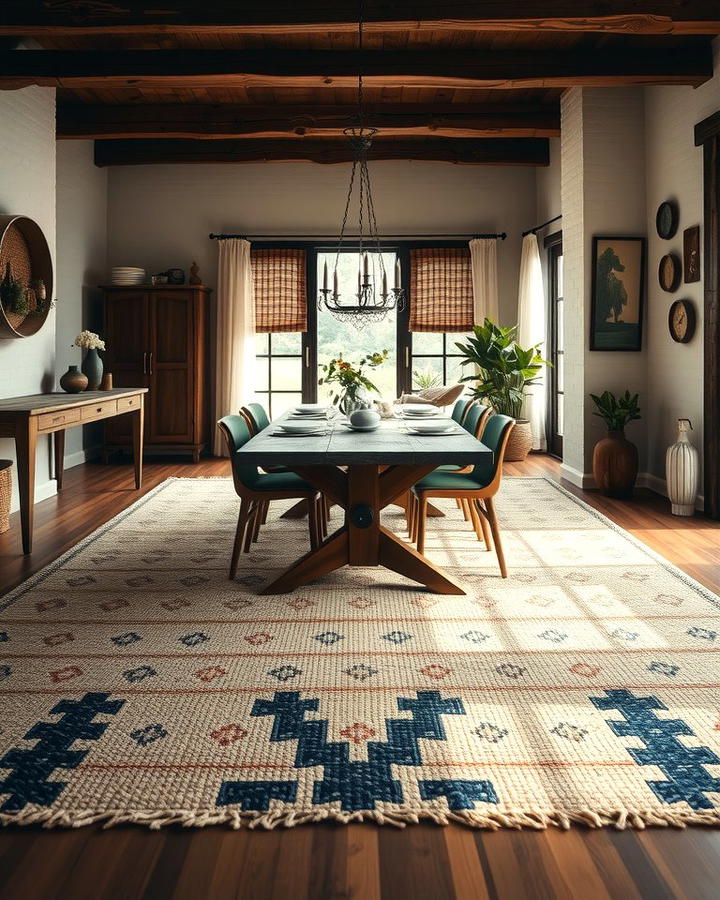 Handwoven Rugs for Unique Craftsmanship - 30 Dining Room Rug Ideas