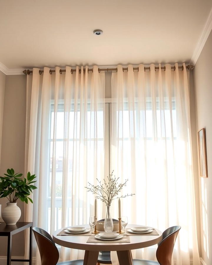 Hang Curtains Strategically - 25 Small Dining Room Ideas