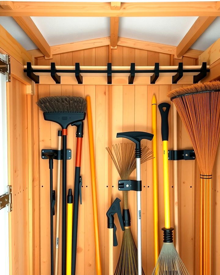 Hang a Tool Rack with Clips - 25 Shed Organization Ideas