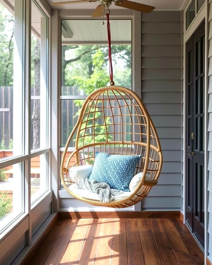 Hanging Chair for a Relaxing Vibe - 25 Small Screened-in Porch Ideas