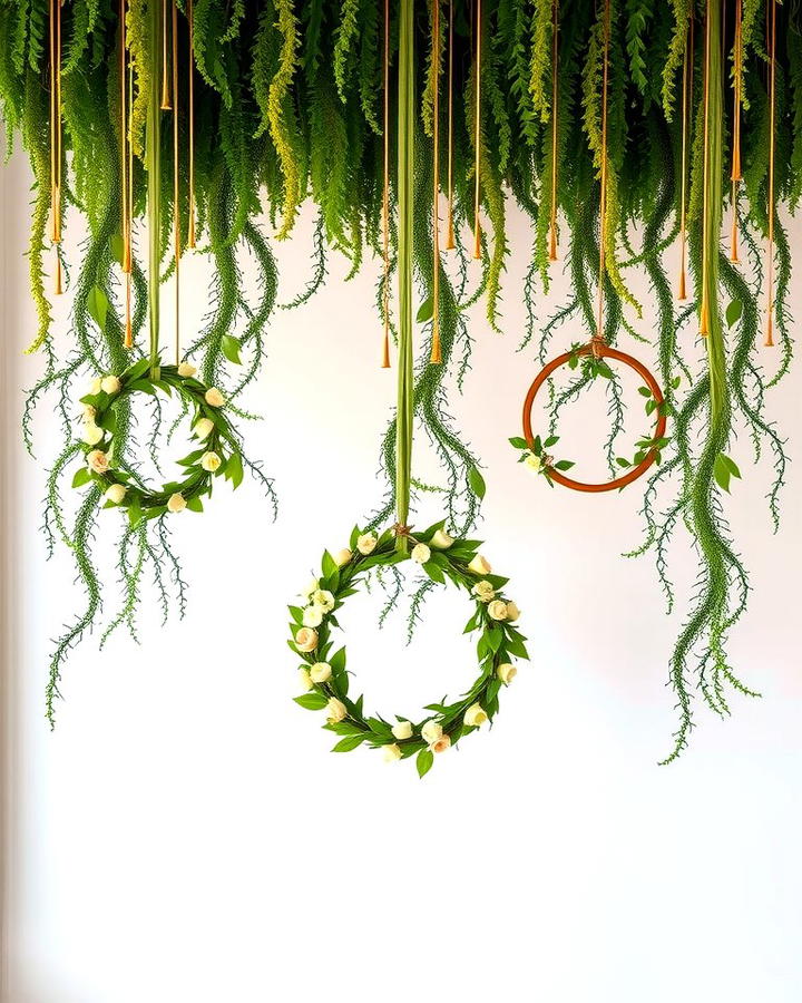 Hanging Greenery and Floral Hoops - 30 Wedding Backdrop Ideas