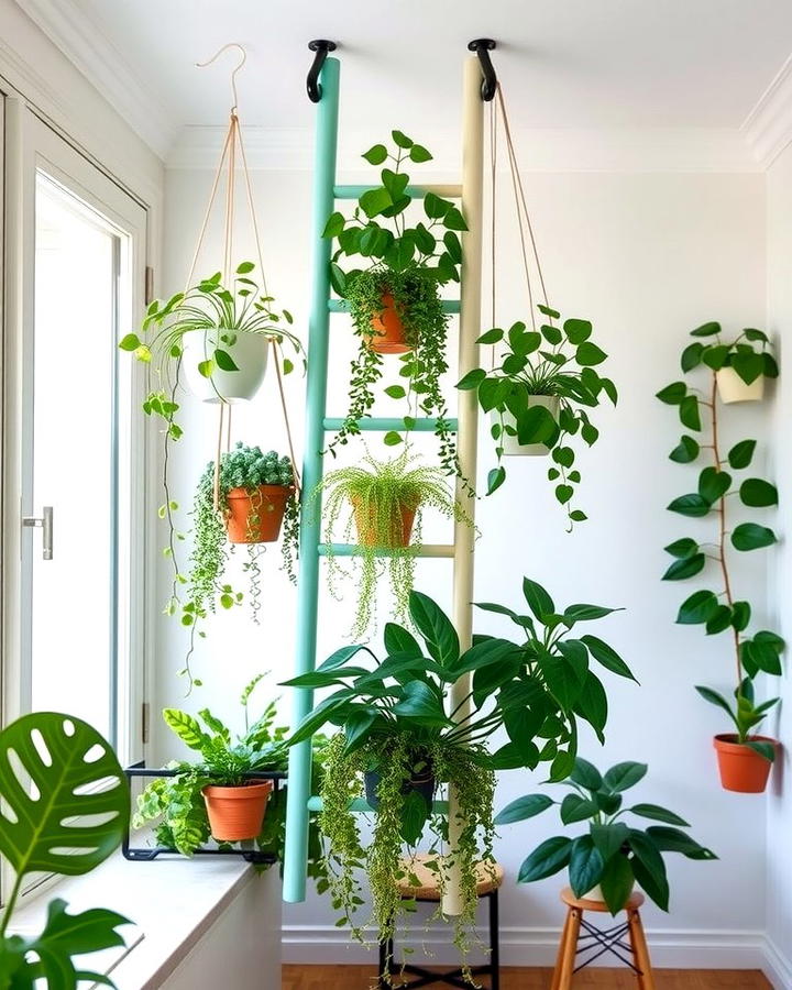 Hanging Ladder Plant Shelves - 25 Outdoor Plant Stand Ideas