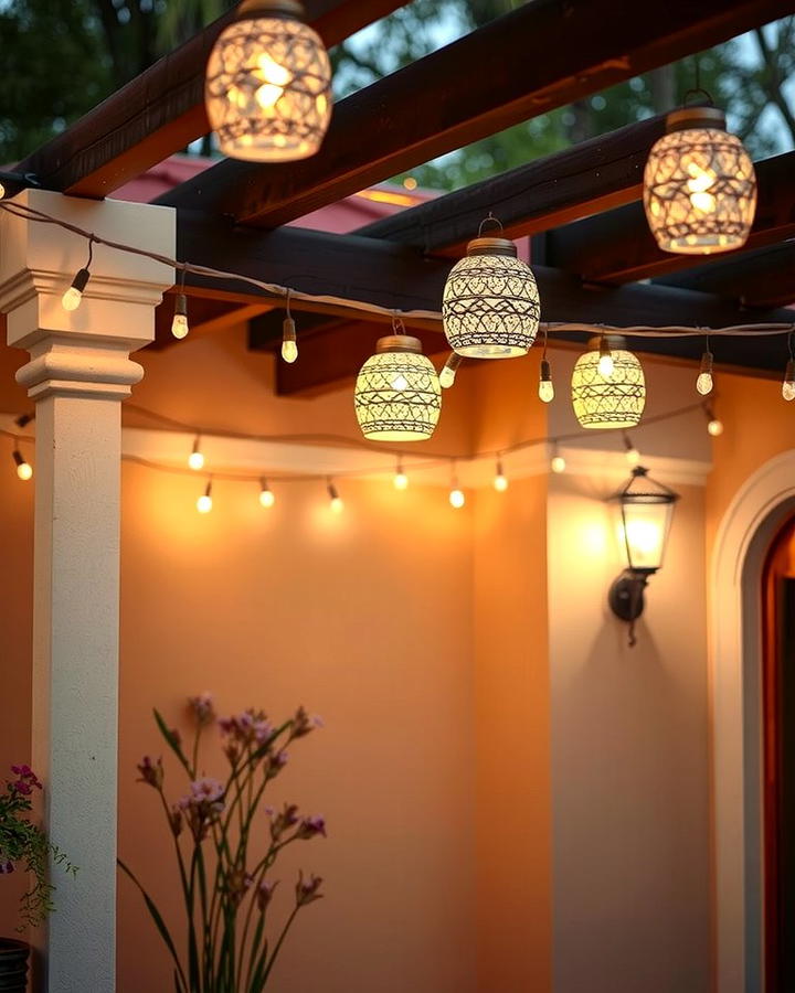 Hanging Lights Display - 25 Patio Wall Ideas