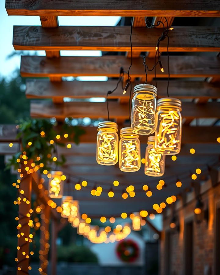 Hanging Mason Jar Lights - 25 Pergola Lighting Ideas