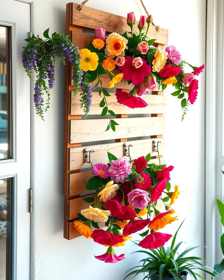 Hanging Pallet Flower Display - 25 Pallet Garden Ideas