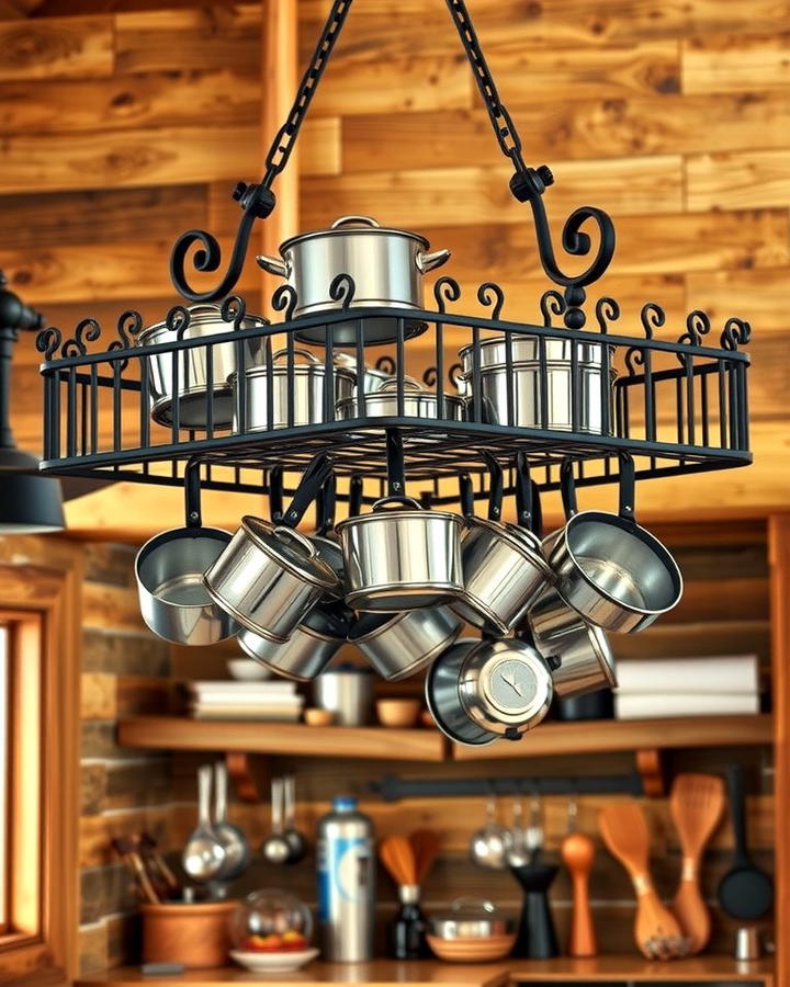 Hanging Pot Rack - 25 Mountain House Kitchen Ideas