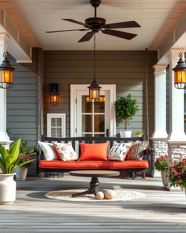 Hanging Swing Benches - 30 Large Front Porch Ideas