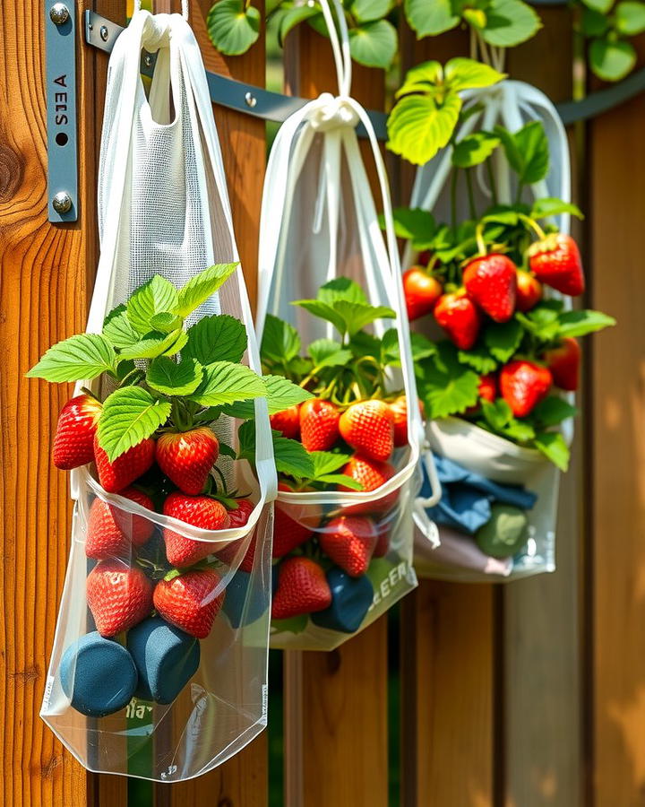 Hanging Vertical Pouches - 25 Strawberry Planter Ideas