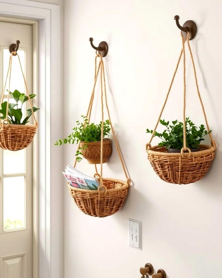 Hanging Wall Baskets for Rustic Charm - 25 Wall Storage Ideas