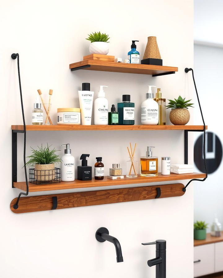 Hanging Wall Shelves for Extra Storage - 25 vanity organization ideas