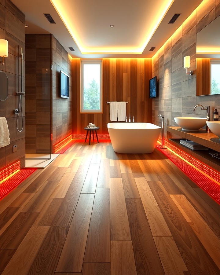 Heated Wood Floors for Comfort - 30 Ideas for Wood Floors in Bathrooms