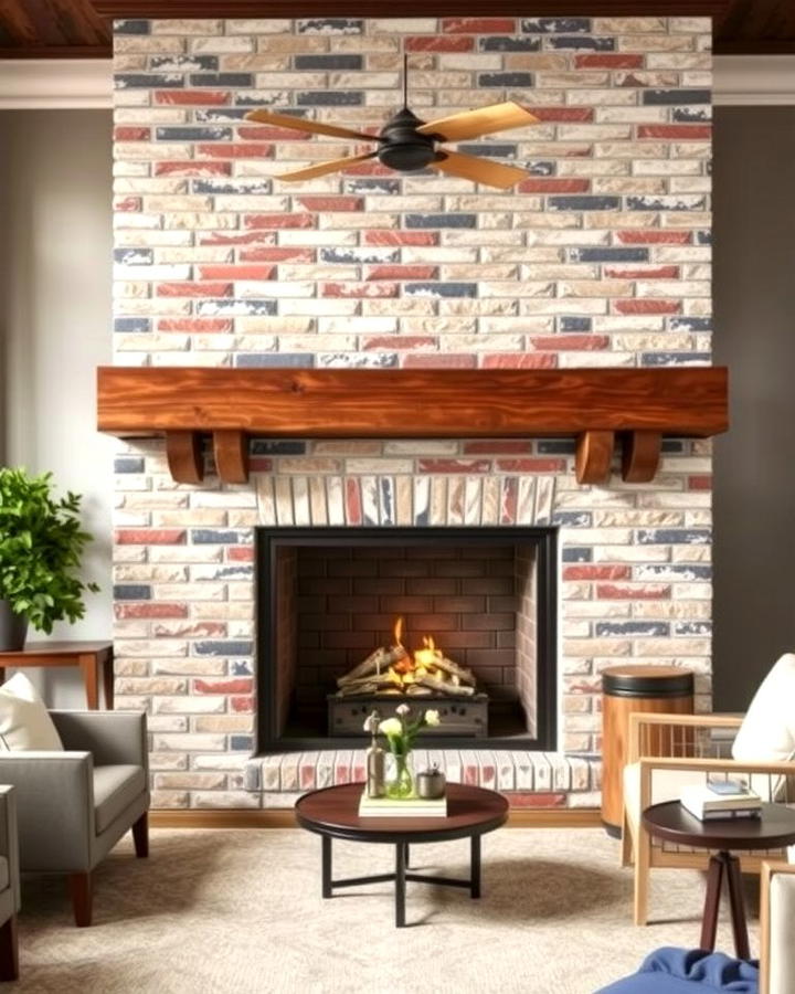 Herringbone Brick Fireplace Design - 25 Rustic Living Room With a Brick Fireplace Ideas