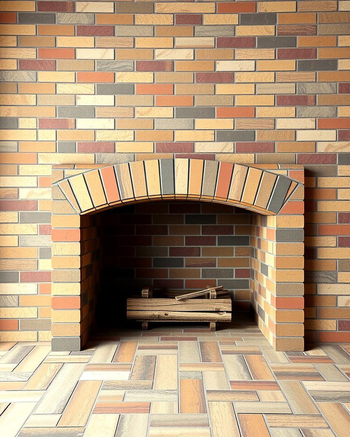 Herringbone Brick Fireplace - 25 Rustic Brick Fireplace Ideas