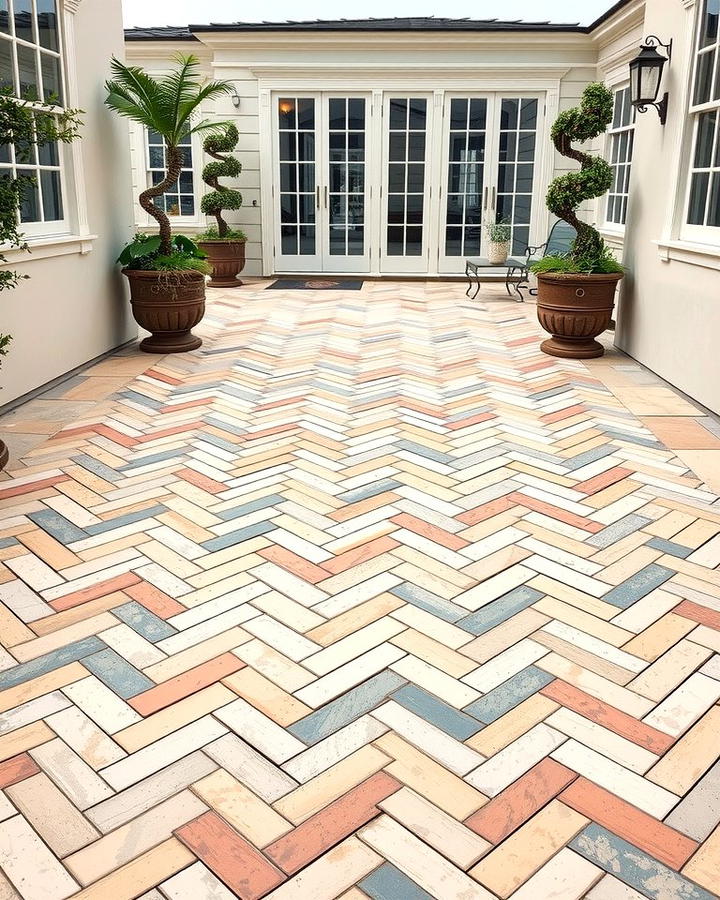 Herringbone Patterned Tiles - 25 patio tile ideas