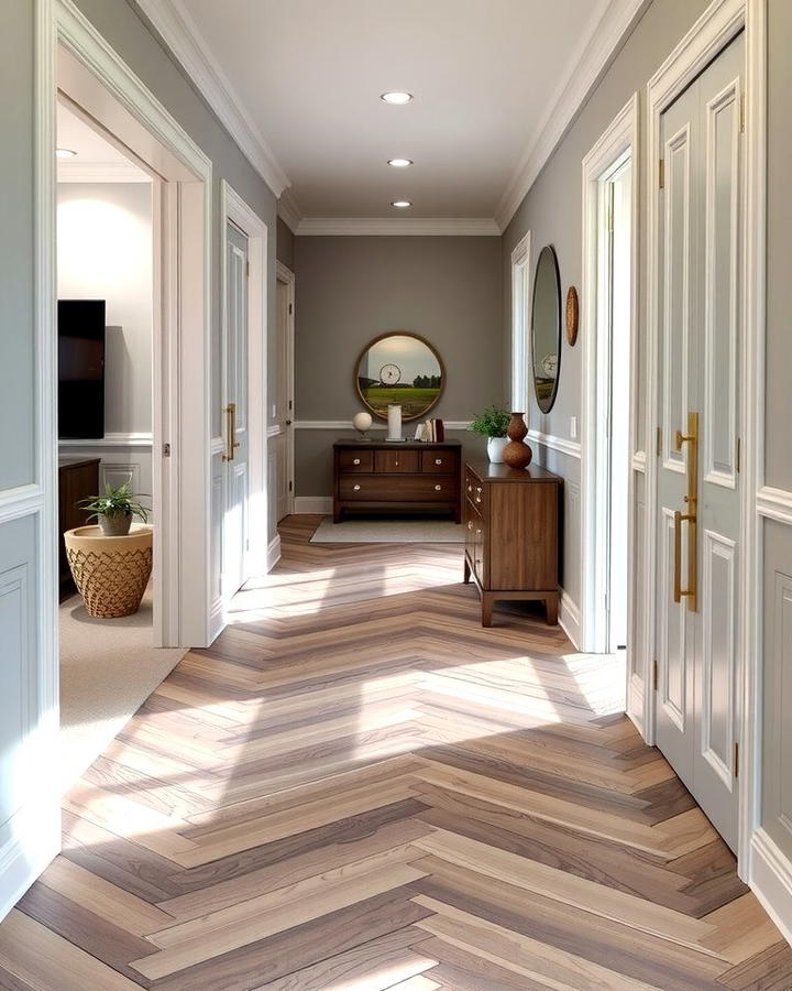 Herringbone Stripes for Subtle Sophistication - 25 Painted Floor Ideas