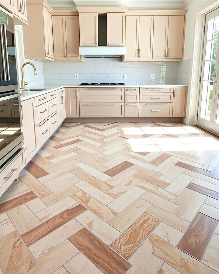 Herringbone Tile Layout - 25 Travertine Floor Kitchen Ideas