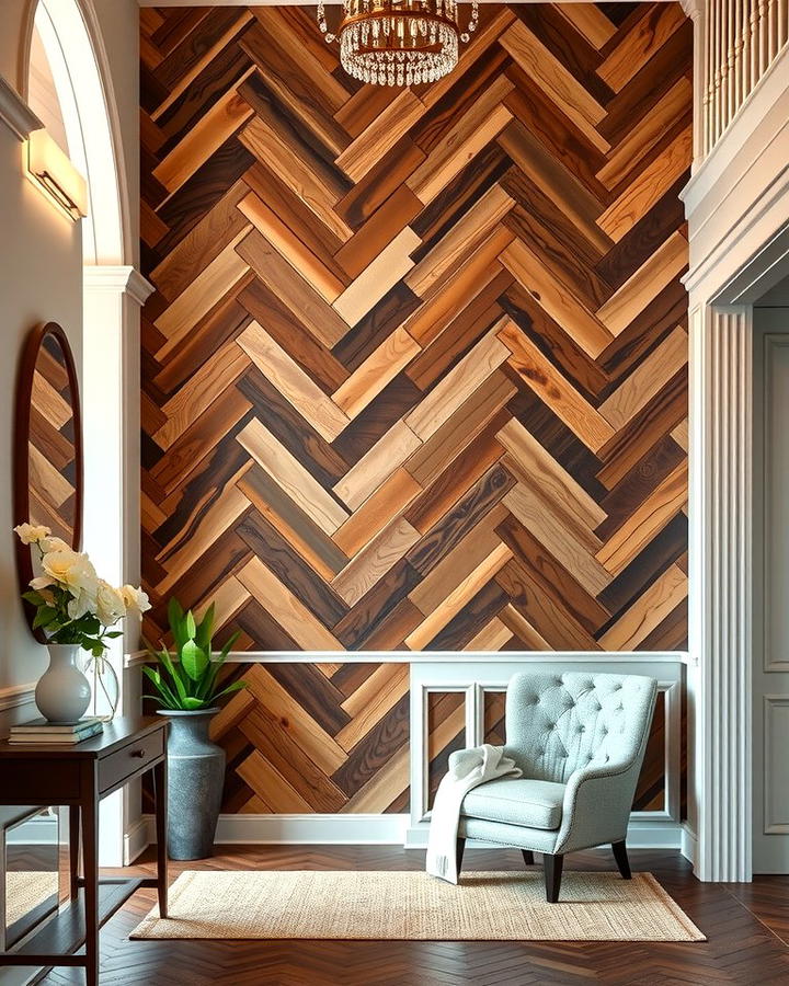 Herringbone Wood Accent Wall - 25 Wood Accent Wall Ideas