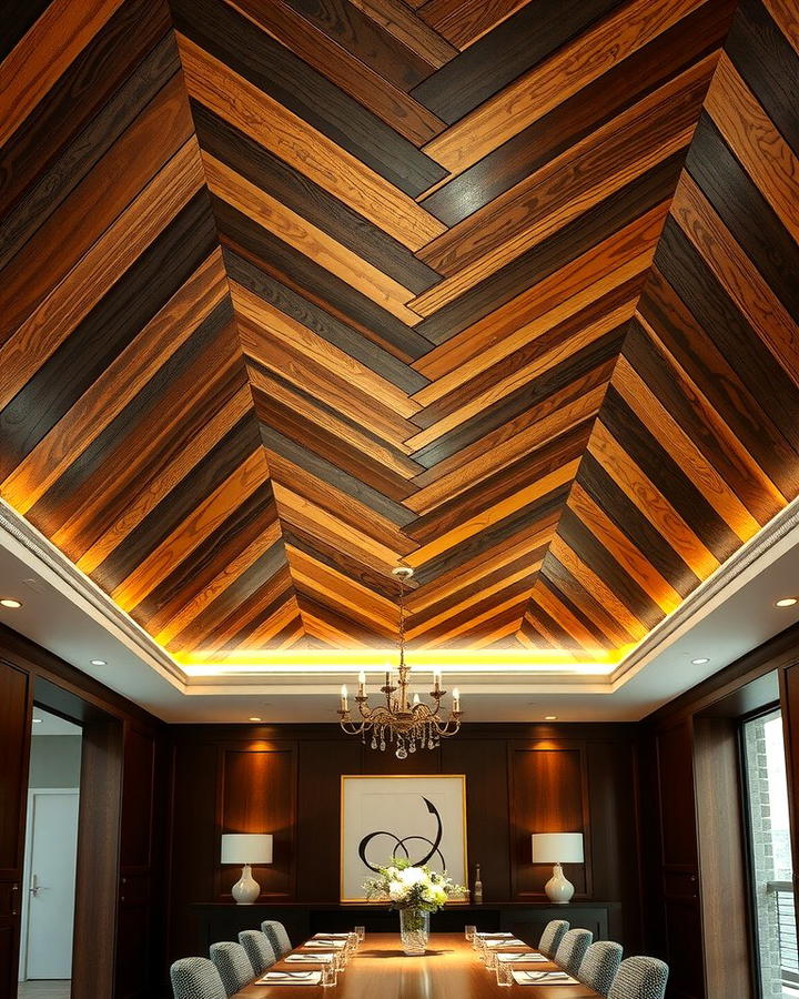 Herringbone Wood Ceiling - 25 Wood Ceiling Ideas