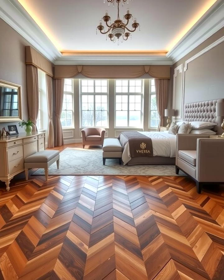 Herringbone Wood Flooring - 30 Bedroom Flooring Ideas