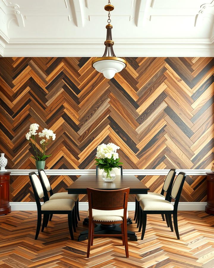 Herringbone Wood Wall - 25 Wood Accent Wall Ideas