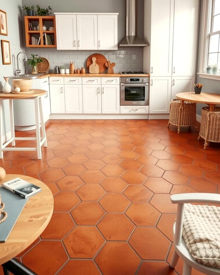 Hexagon Shaped Terracotta Tiles - 25 Terracotta Kitchen Floor Ideas