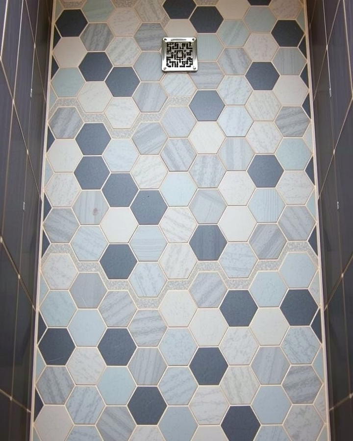 Hexagonal Tiles for Geometric Elegance - 30 Shower Floor Tile Ideas