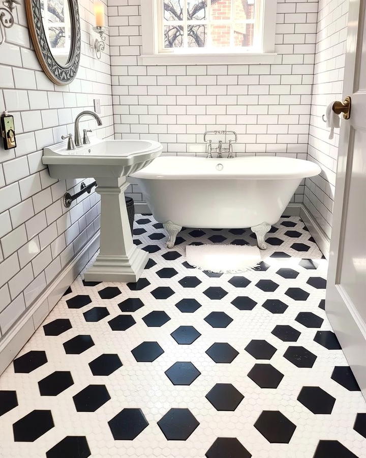 Hexagonal Tiles for a Retro Feel - 25 Traditional Bathroom Ideas