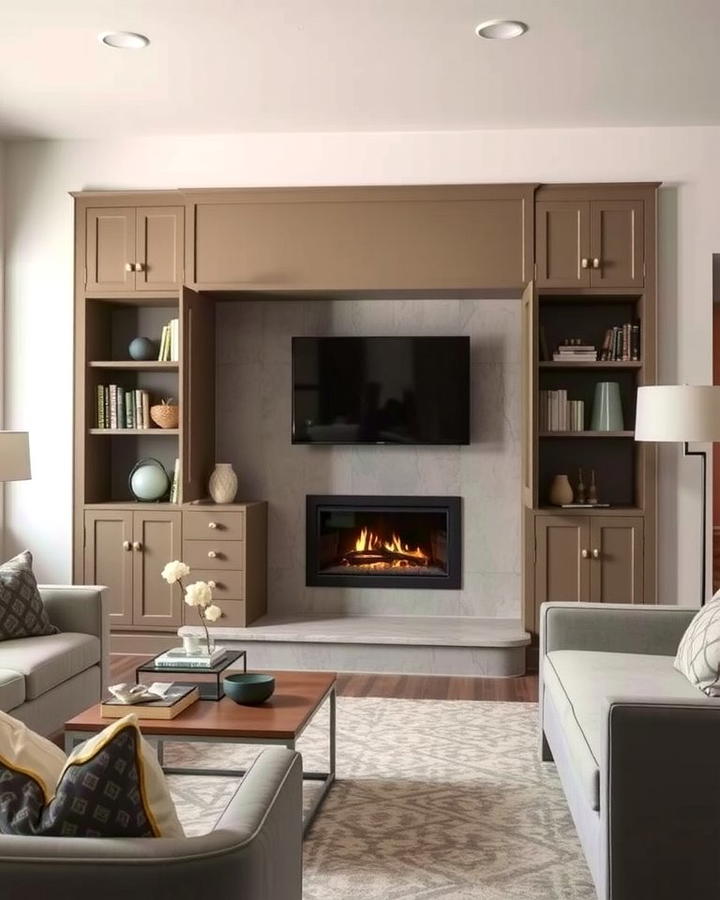 Hidden Built in Desk - 30 Fireplace Built-in Ideas