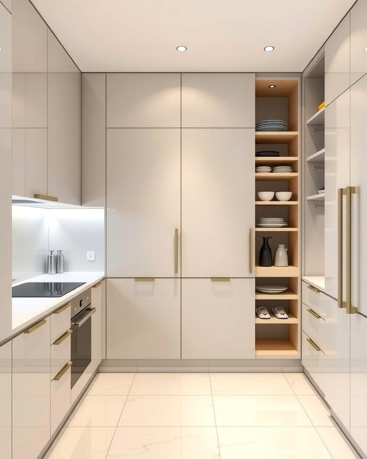 Hidden Pantry Spaces - 30 Parallel Modular Kitchen Design Ideas