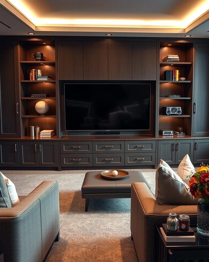 Hidden Storage for a Sleek Look - 30 Media Room Ideas