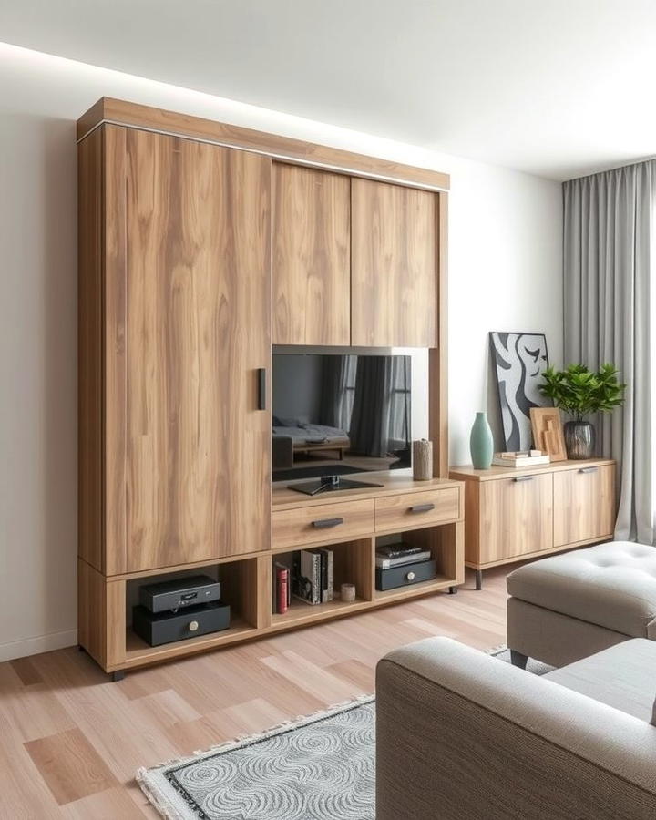 Hidden TV Cabinet for a Clean Aesthetic - 25 Small Living Room Ideas With Tv