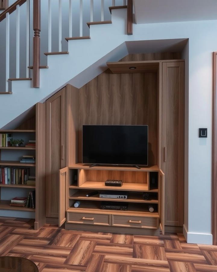 Hidden TV Unit - 25 Under Stair Storage Ideas