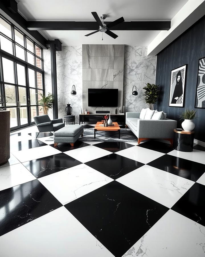 High Contrast Black and White Designs - 25 Stained Concrete Floors