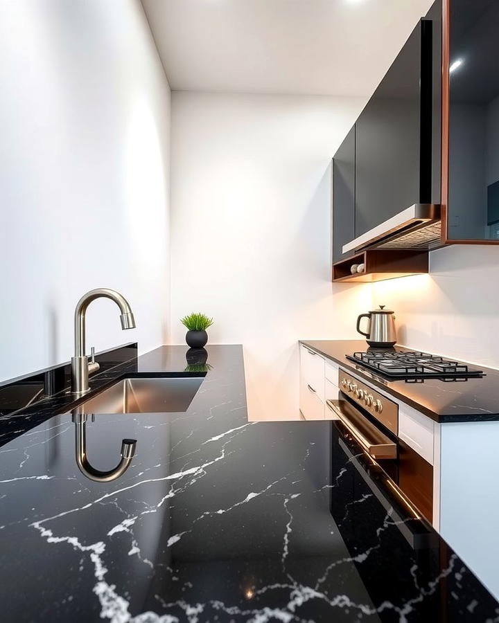 High Gloss Black Granite Finish - 30 Black Granite Countertops Kitchen Ideas