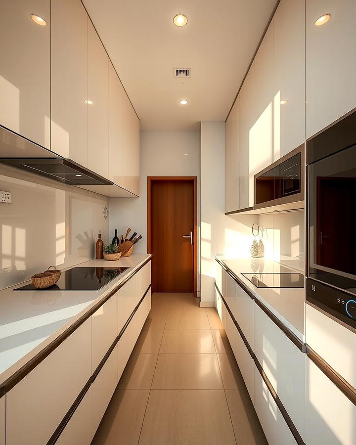 High Gloss Finishes - 30 Parallel Modular Kitchen Design Ideas