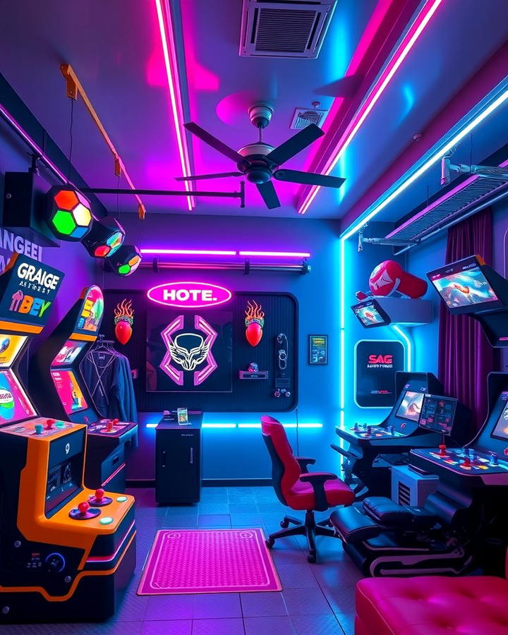 High Tech Arcade Experience - 30 Garage Game Room Ideas