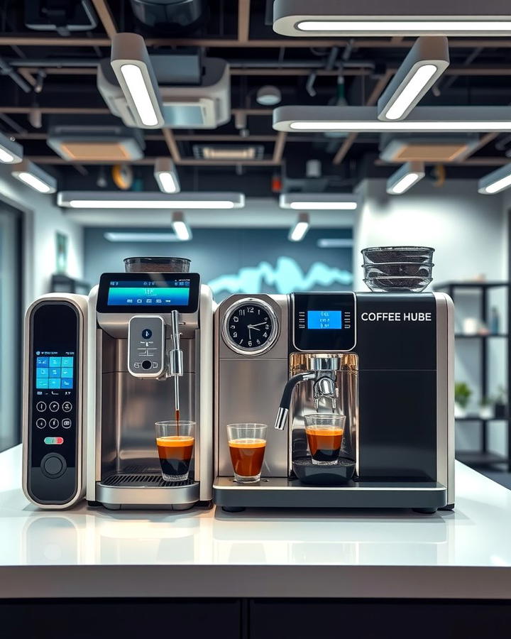 High Tech Coffee Hub - 25 Office Coffee Station Ideas