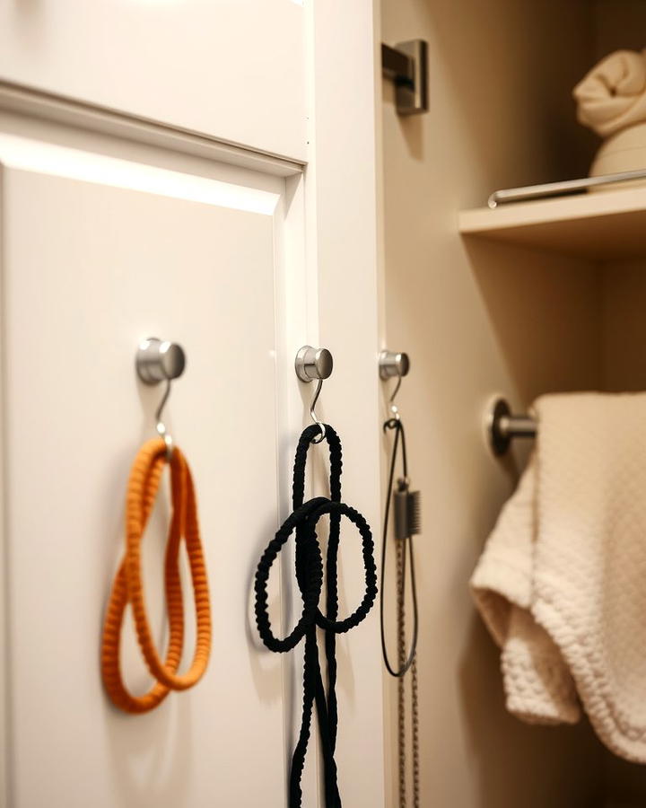 Hooks for Hanging Accessories - 30 Bathroom Cabinet Organizing Ideas