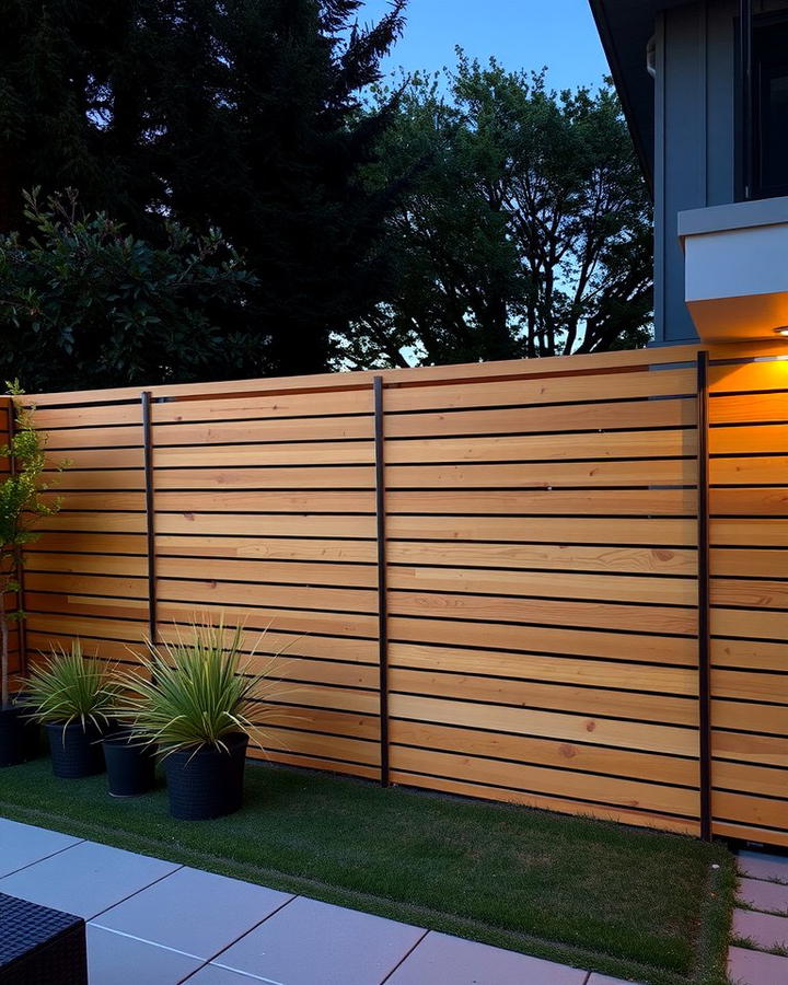 Horizontal Slat Wood Fence - 25 Wood Fence Ideas