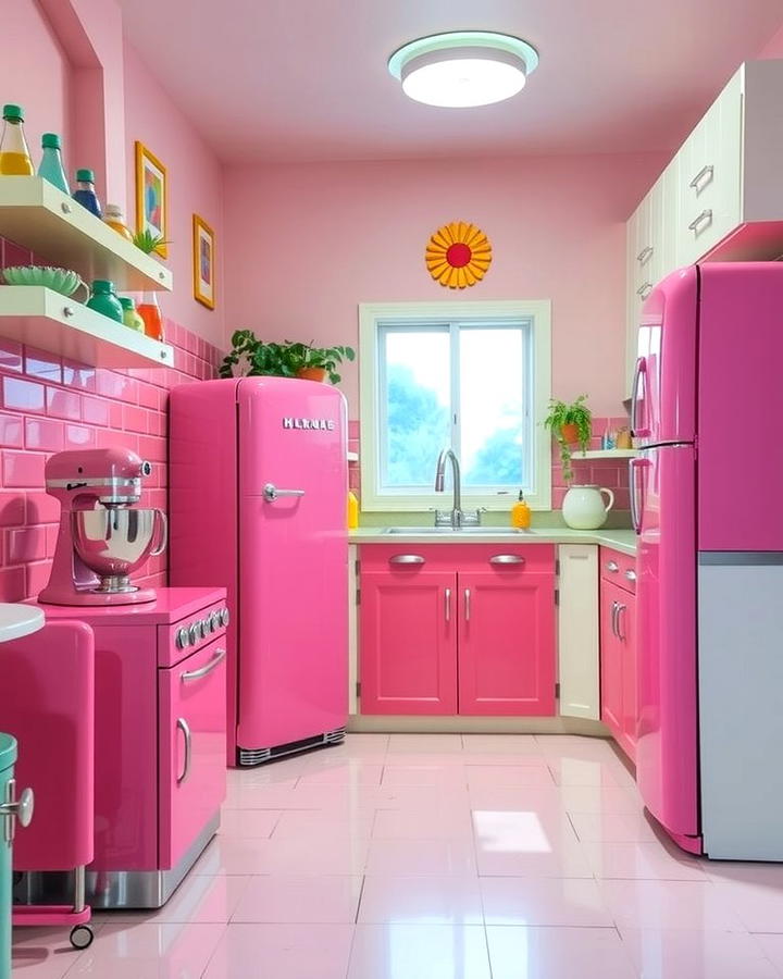 Hot Pink Appliances for a Retro Vibe - 30 Pink Kitchen Ideas