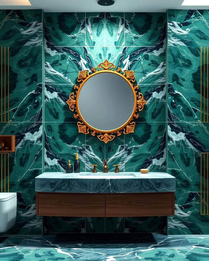 Hunter Green Marble Tiles - 30 Green Bathroom Tile Ideas