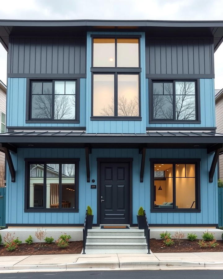 Ice Blue with Dark Gray Trim - 30 blue exterior house paint ideas